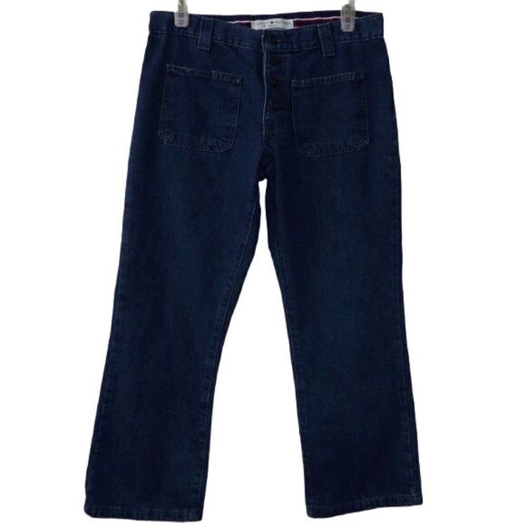 Vintage Y2K Tommy Hilfiger Denim Sailor Cropped Jean Capris Medium Blue Wash - Picture 2 of 9